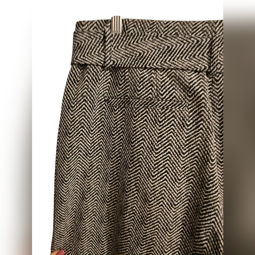 White House Black Market Luna Fluid Wide Leg Black White Pants 12 With Belt WP53 - Picture 8 of 12